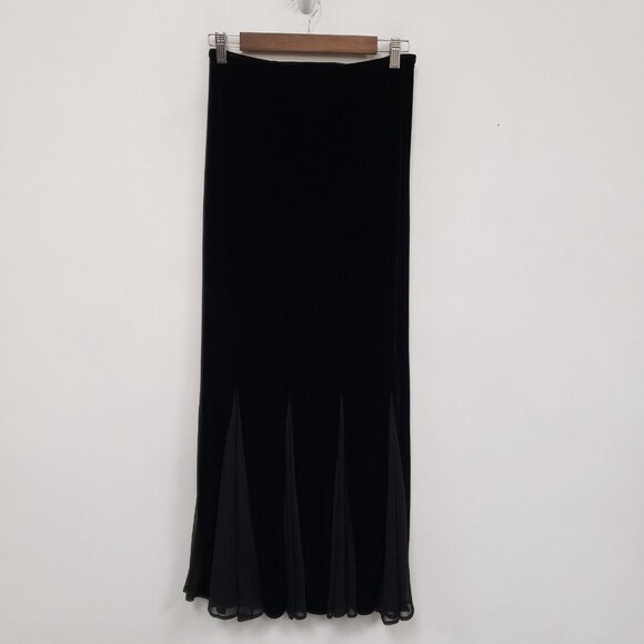 Vintage MSK Womens Velvet Maxi Skirt Size M Black High Rise Witchy Whimsigoth